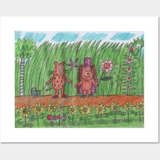 Leopard and Hedgehog in a Garden Posters and Art